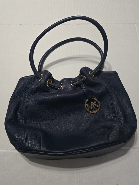 Michael Kors Handbags - MK Michael Kors Navy Blue Shoulder Bag Purse Gold Tone Hardware Tassle Magnet